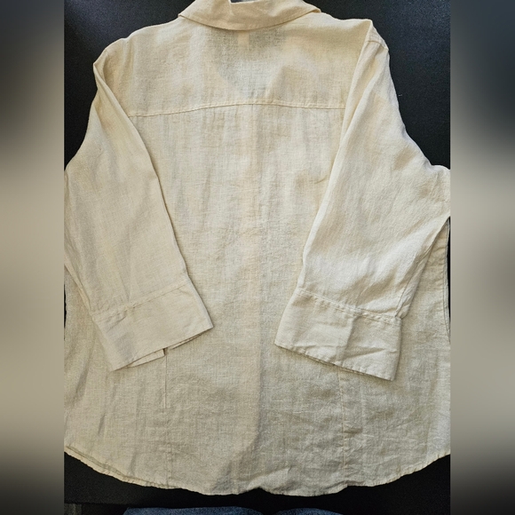 NWT - Linen Old Navy Button Down Light Tan Shirt - Size XXL - Picture 8 of 11